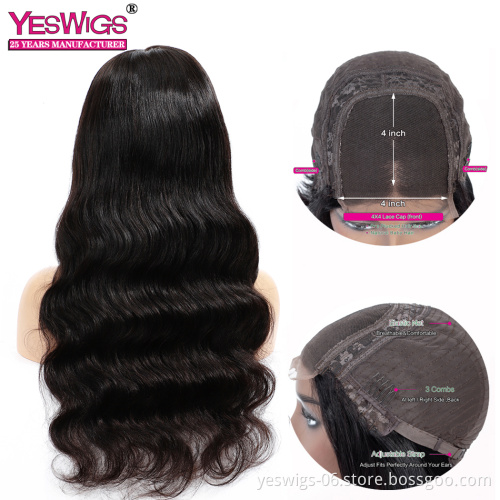 Factory Wholesale  Brazilian  Human Hair Lace Front Wig Body Wave 4*4 Lace Front Wig